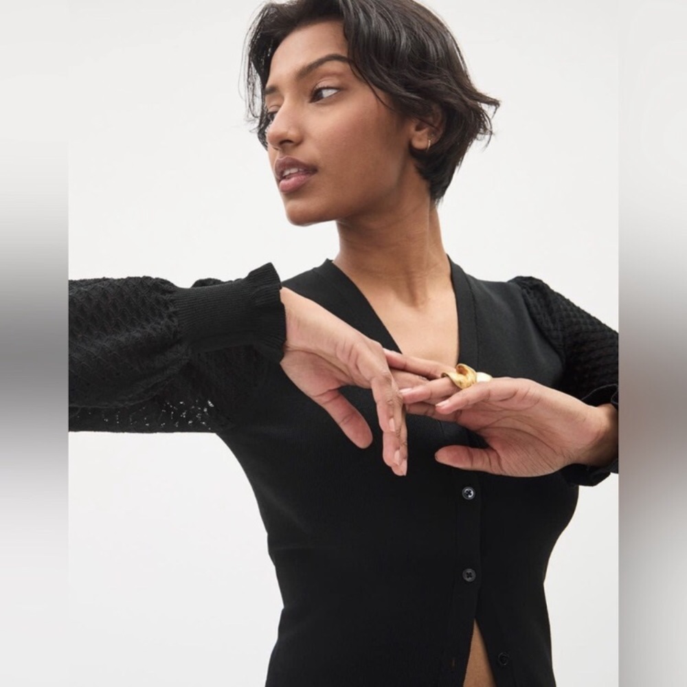 NWT-RW&CO. Black Knit V-Neck Cardigan